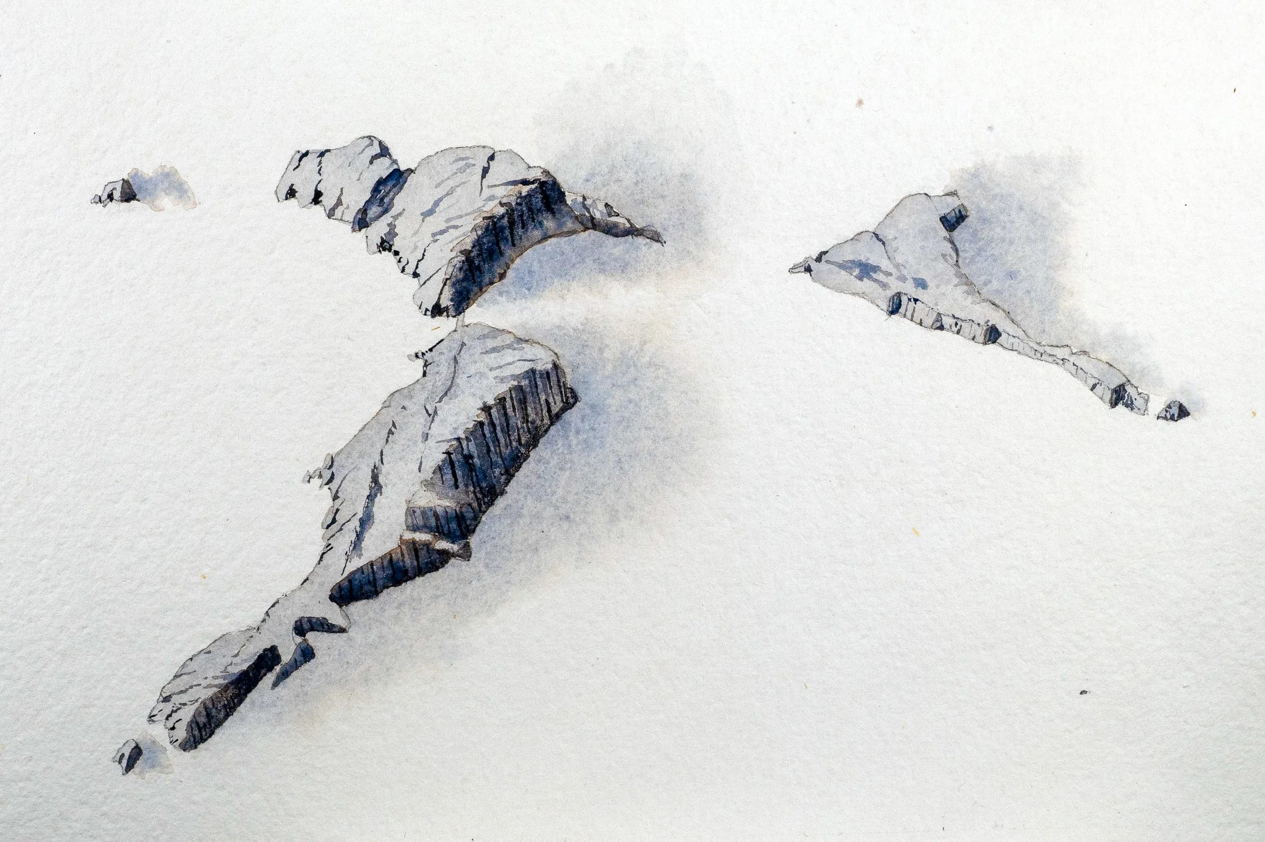 monochrome sketch of clipped islands in a 'paper' sea