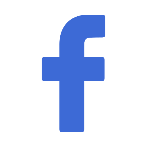 Blue Facebook logo on a white background.