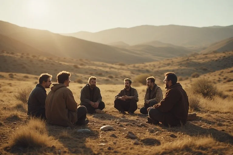 Homens em atividade em grupo em um retreat