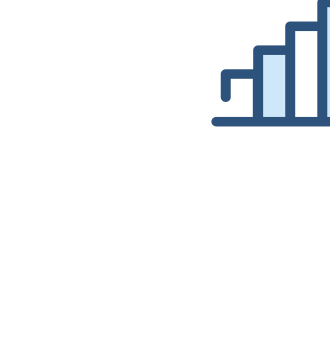 Ícone de estetoscópio com gráfico de barras ascendentes ao lado, representando saúde e análise de dados médicos.