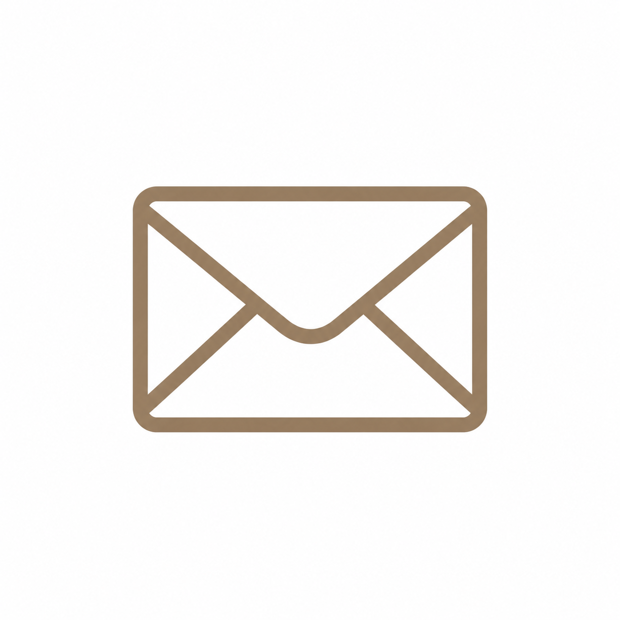 Outline of a closed envelope or mail icon on a white background.