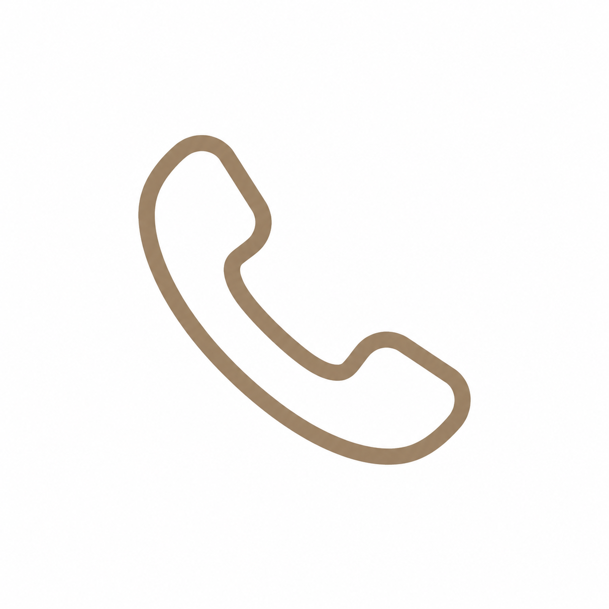 Outline of a telephone receiver icon on a white background.