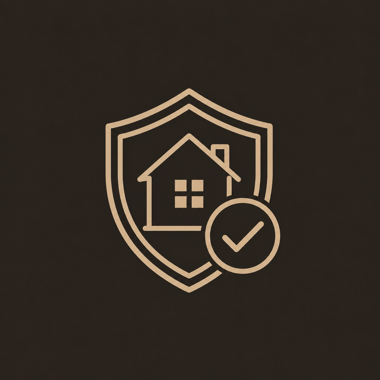 Icon of a house inside a shield with a checkmark, representing home security or insurance.