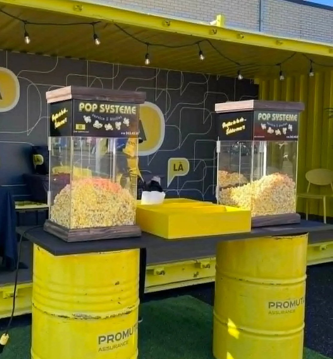 Deux réchaud à popcorn Pop Système au demi marathon de Lévis.