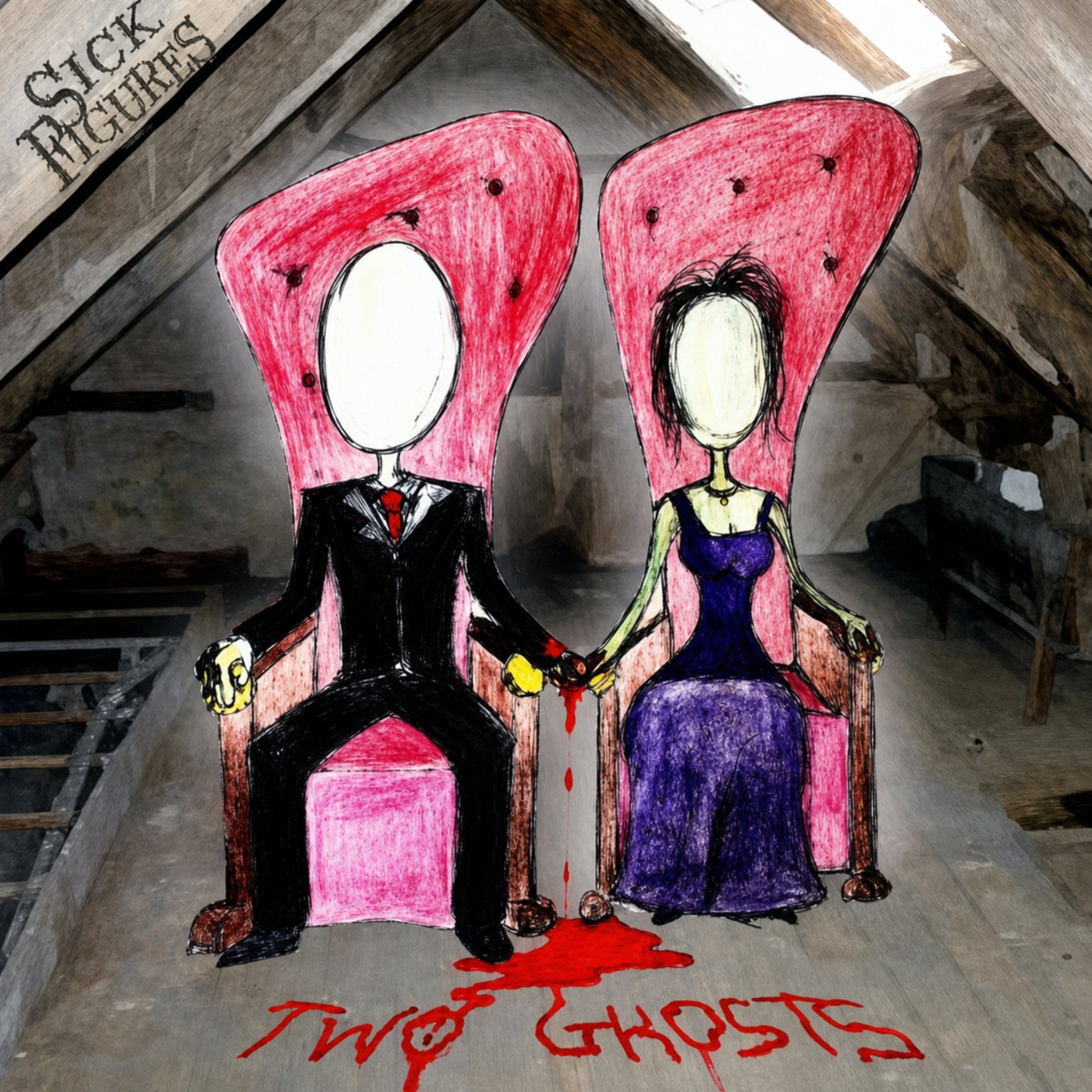 Sick Figures album artwork for their second album, "Two Ghosts".