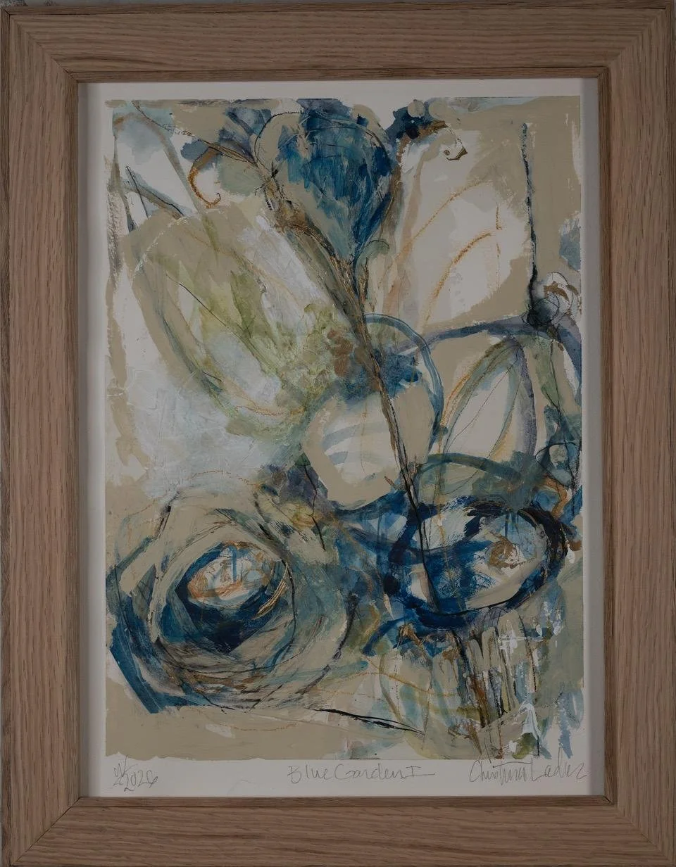 Blue Garden I - Handmade White Oak Frame