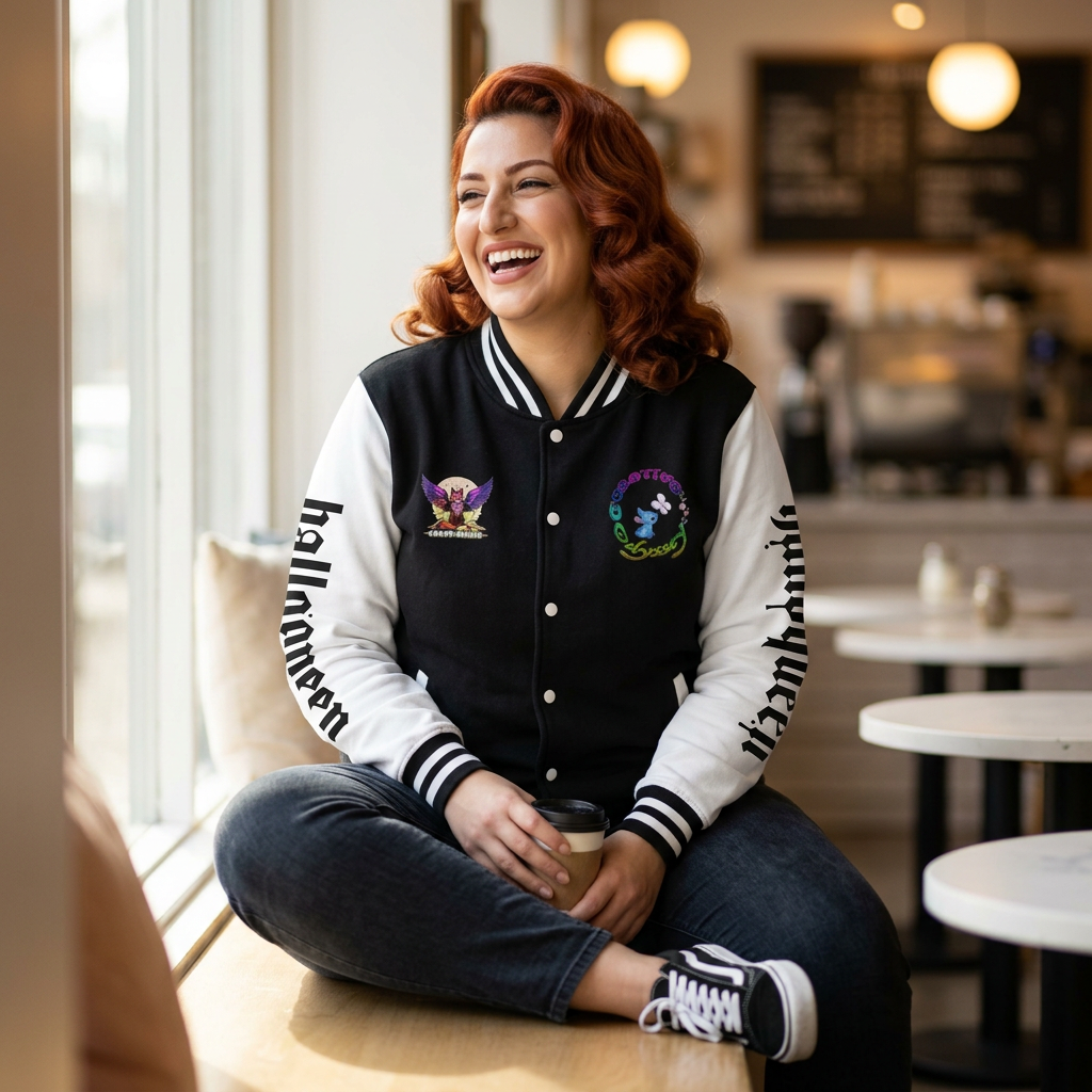 Halloween Vintage Ghost Letterman Jacket