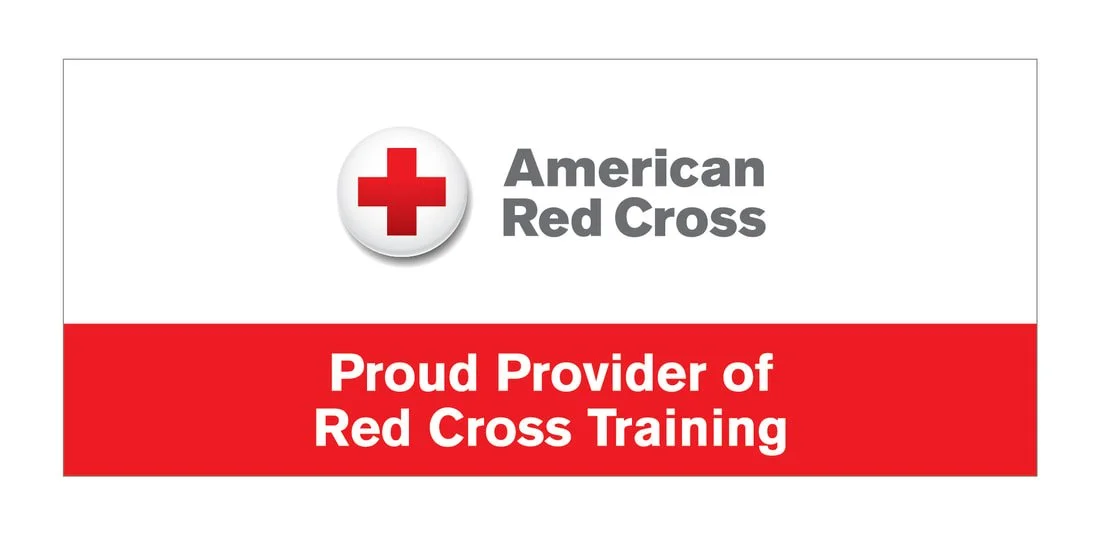 Logo of the American Red Cross with text indicating they are a proud provider of Red Cross training.