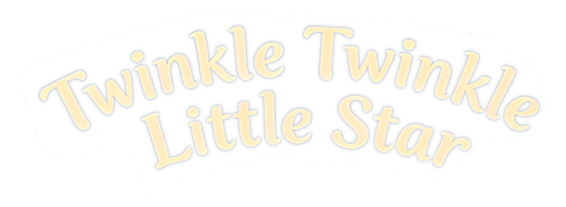 Decorative sign with the words "Twinkle Twinkle Little Star" in glowing white letters on a dark blue background.