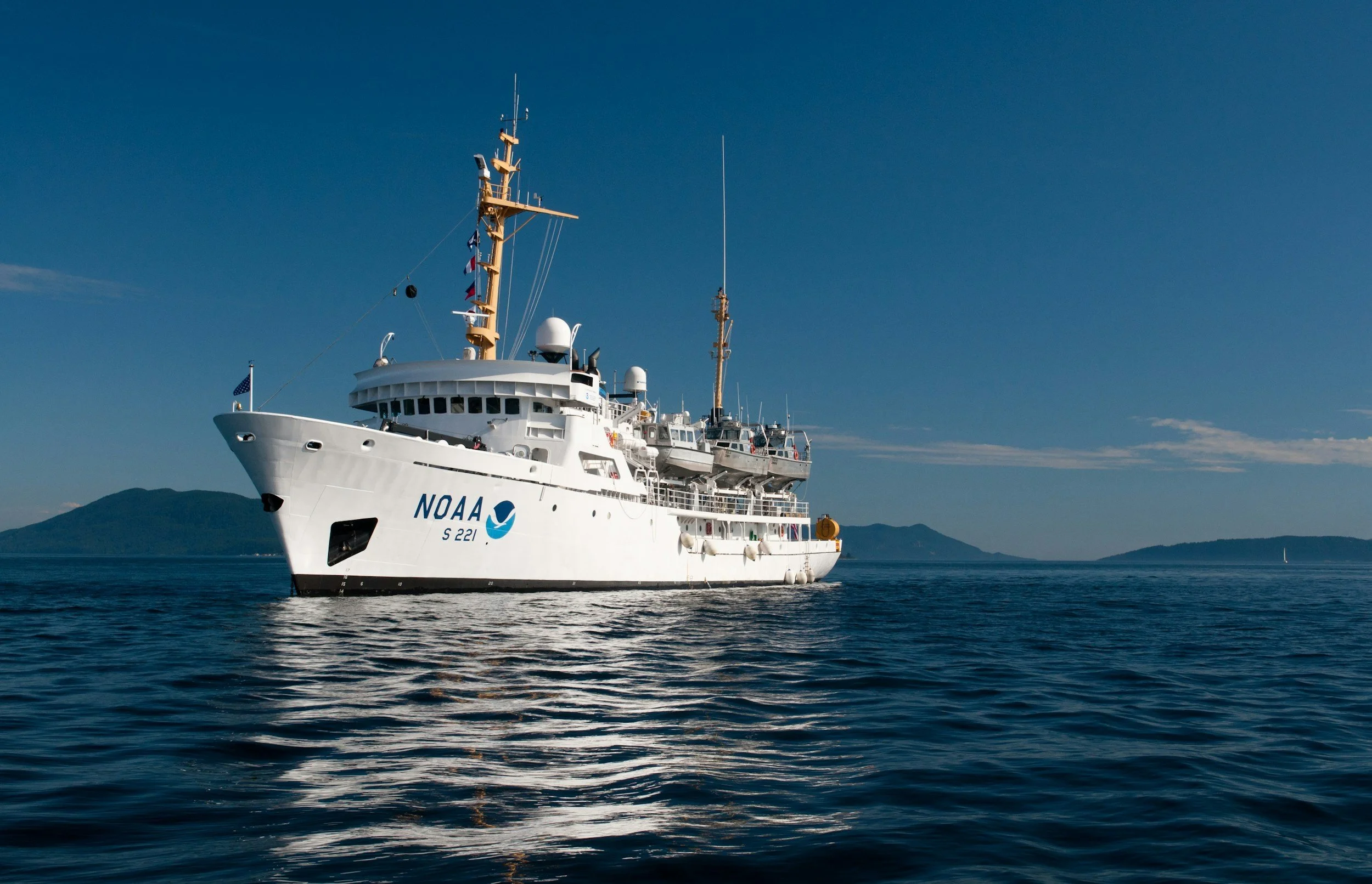 Research vessel out at sea