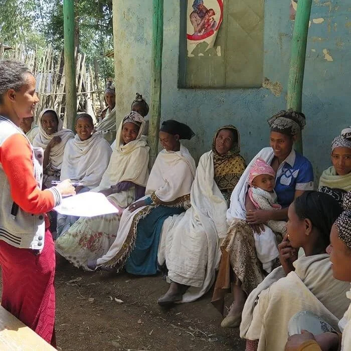  This Health Extension Worker gives a talk on depression around pregnancy. 