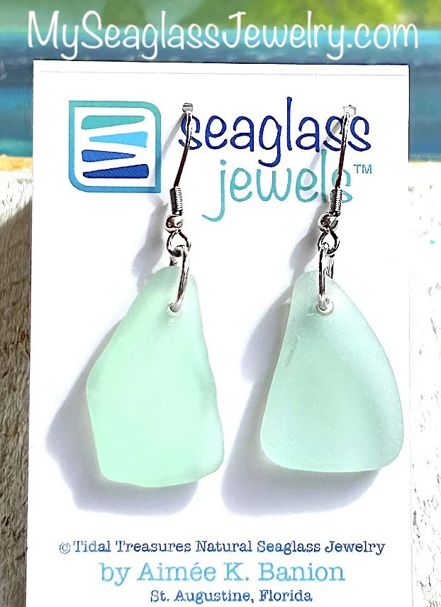Seaglass Earrings - Seafoam Large