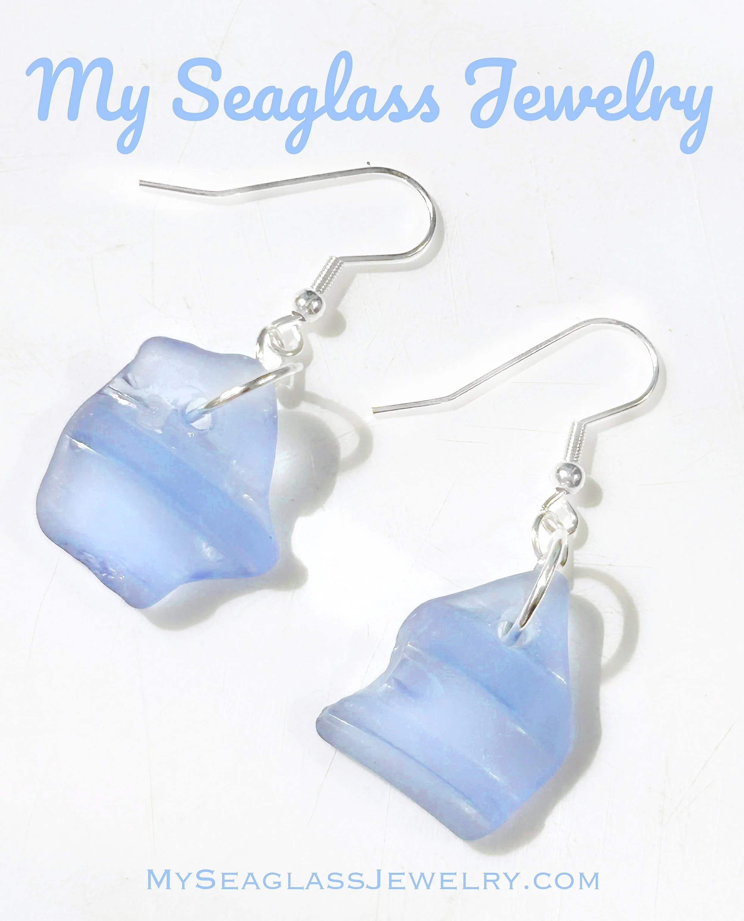 Seaglass Earrings - Cornflower Blue Bottle Rims