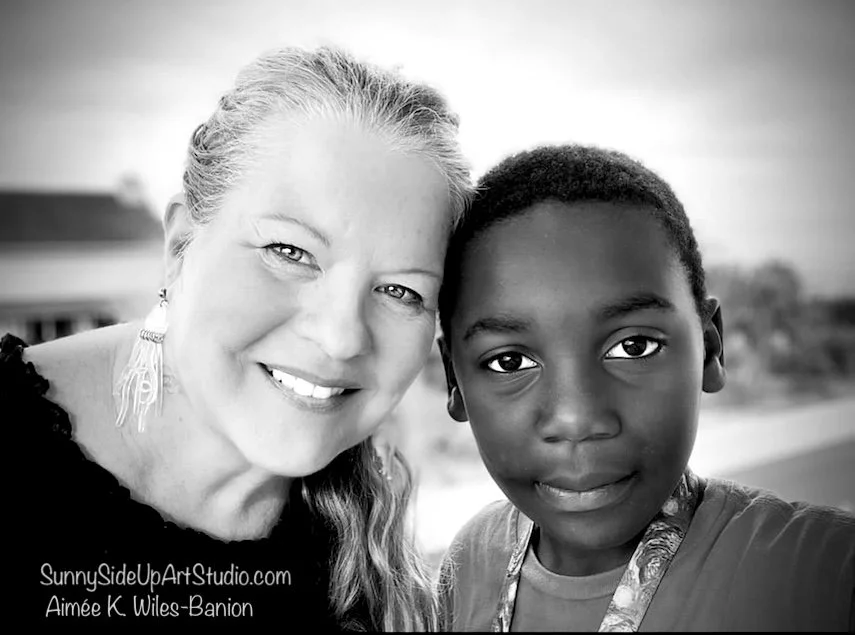 A mother and son - a self portrait of the photographer Aimee Wiles Banion of SunnySideUpArtStudio.com 