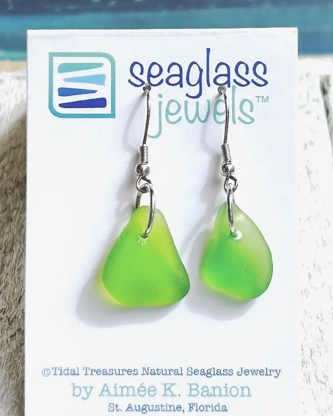 Seaglass Earrings - Lime Green Small