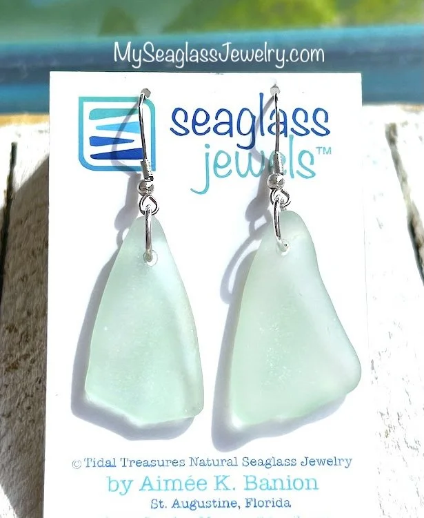 Seaglass Earrings - Seafoam Large