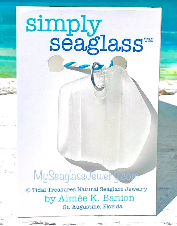 Seaglass Pendant with 18" Chain - White Jar Rim