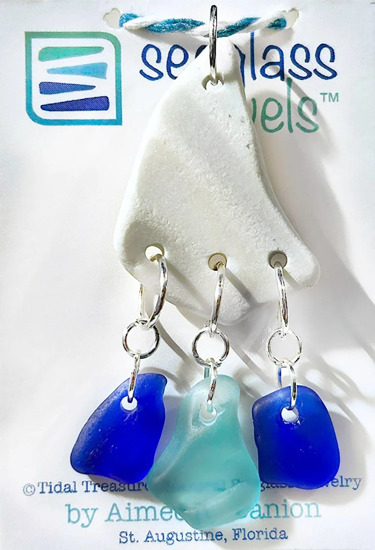 Sea Pottery Pendant with 18" Chain - Blue and Aqua Dangles