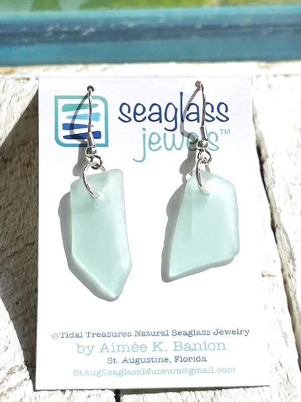 Seaglass Earrings - Pale Aqua Medium