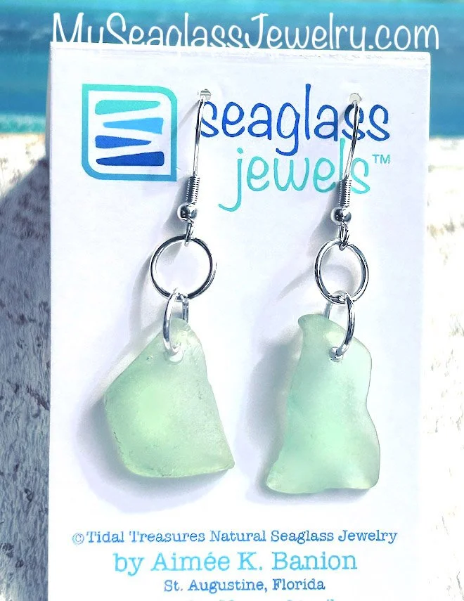Seaglass Earrings - Seafoam Medium