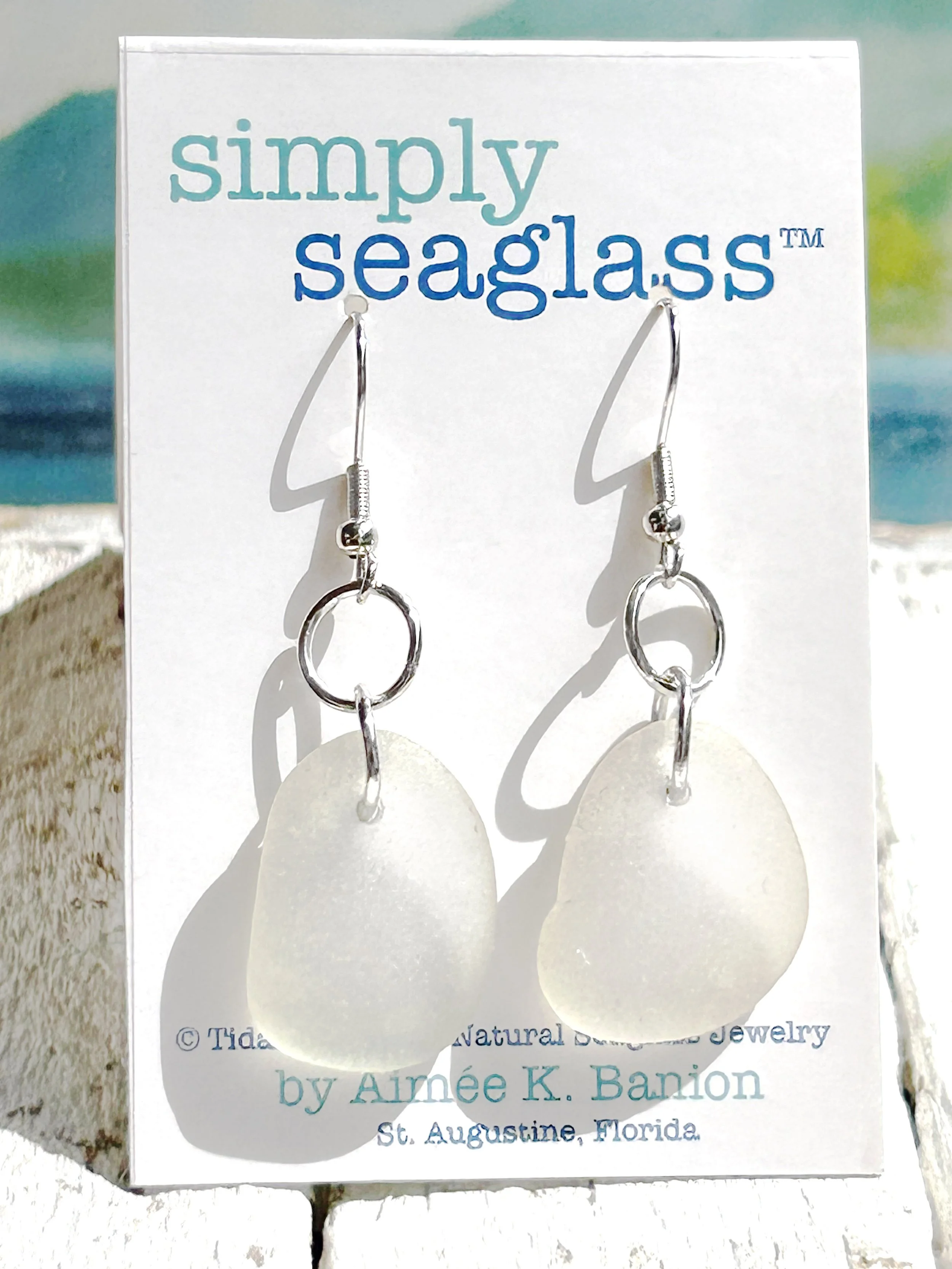 Seaglass Earrings - White Medium