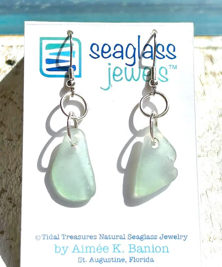 Seaglass Earrings - Seafoam Small