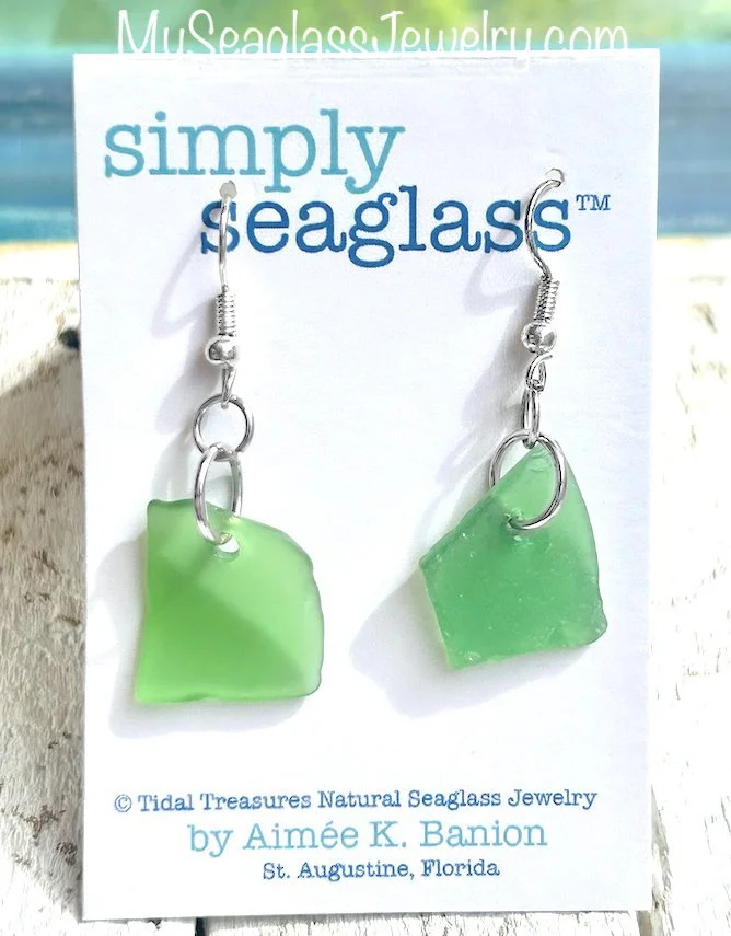Seaglass Earrings - Kelly Green Medium