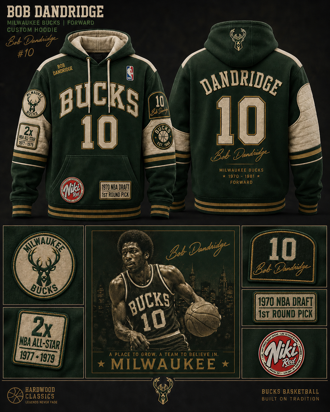 Custom Niki Red NBA Bob Dandridge Hoodie