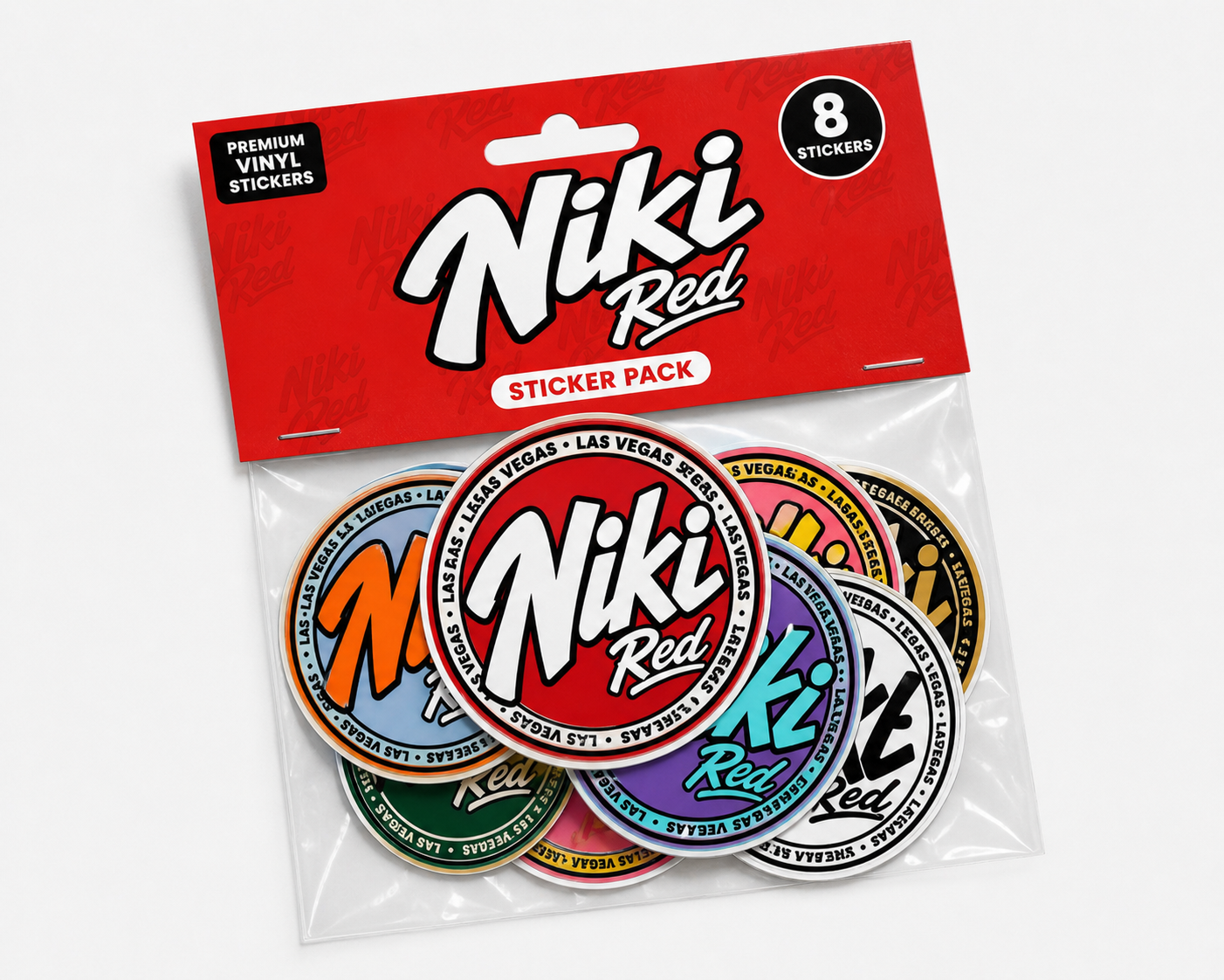 Niki Red Oval Sticker Pack