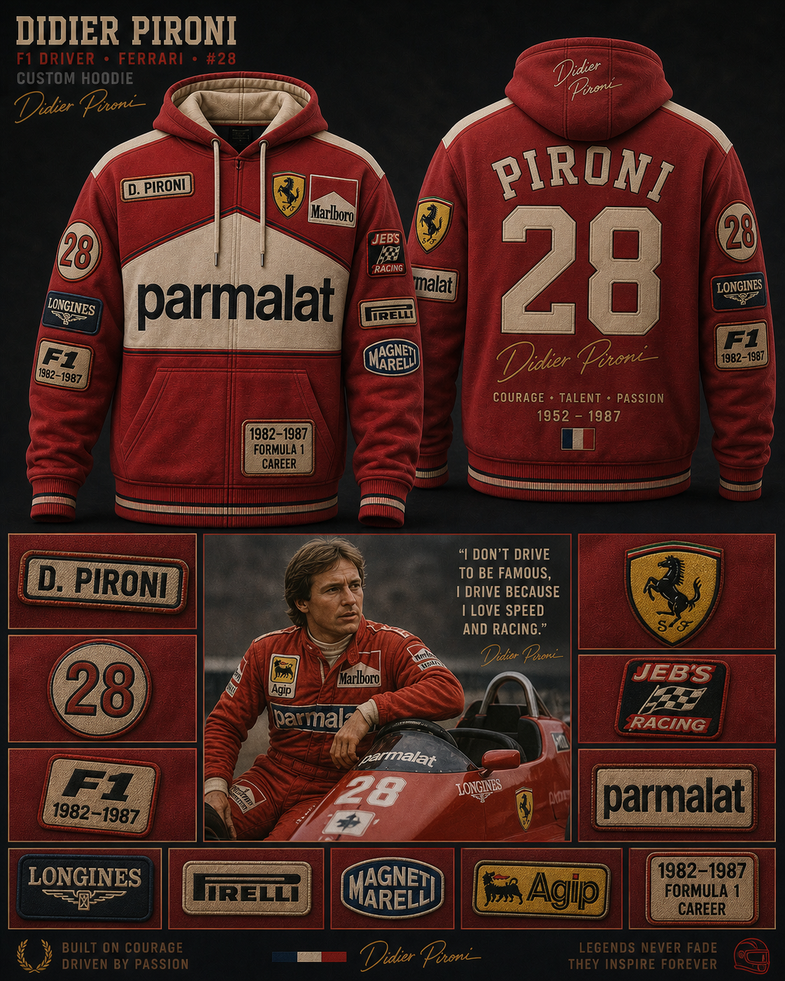 Custom F1 Hoodie Didier Pironi
