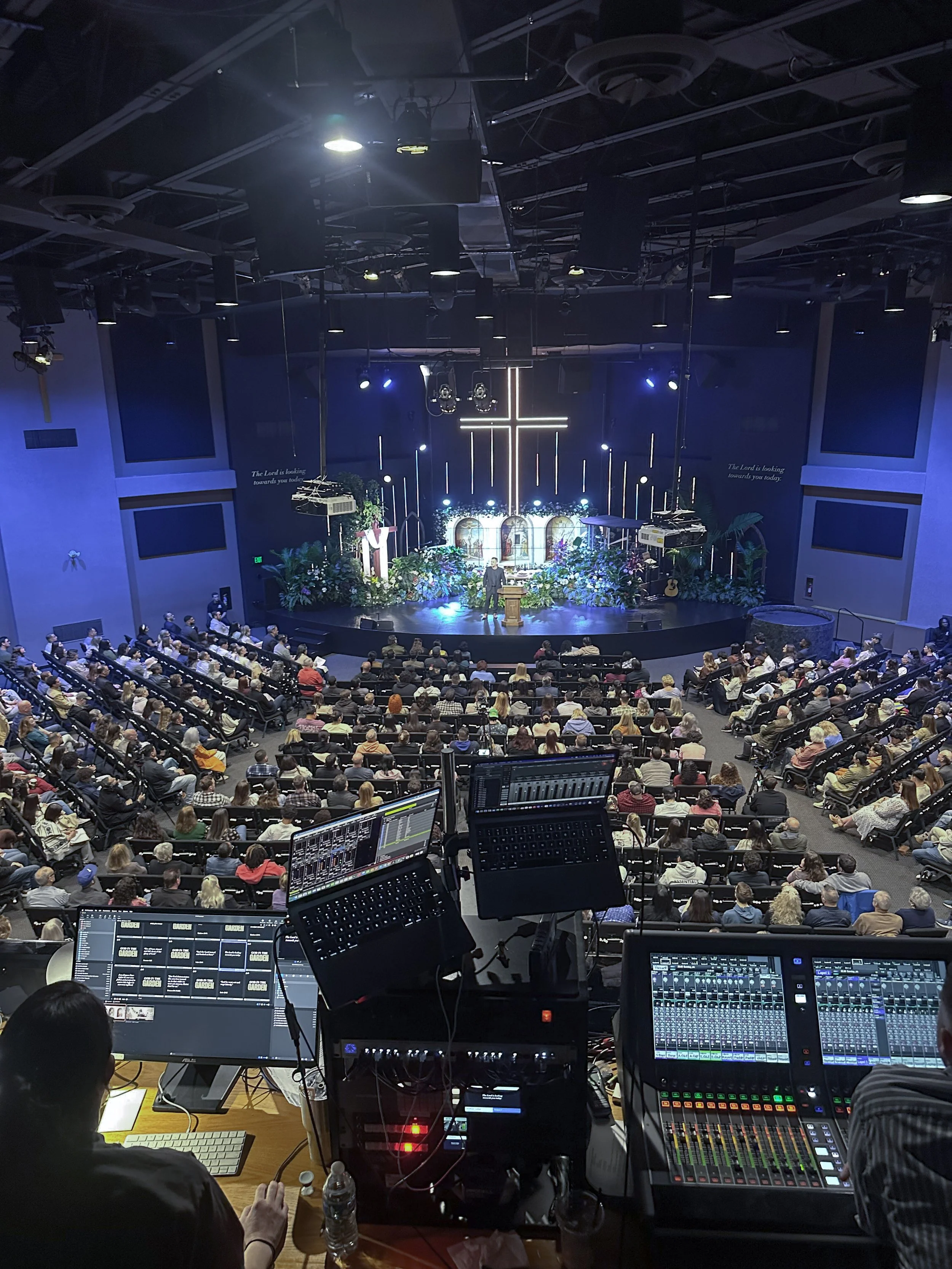 Taken 4.4.26 - captures the view from the nest (media booth) during a full service. 