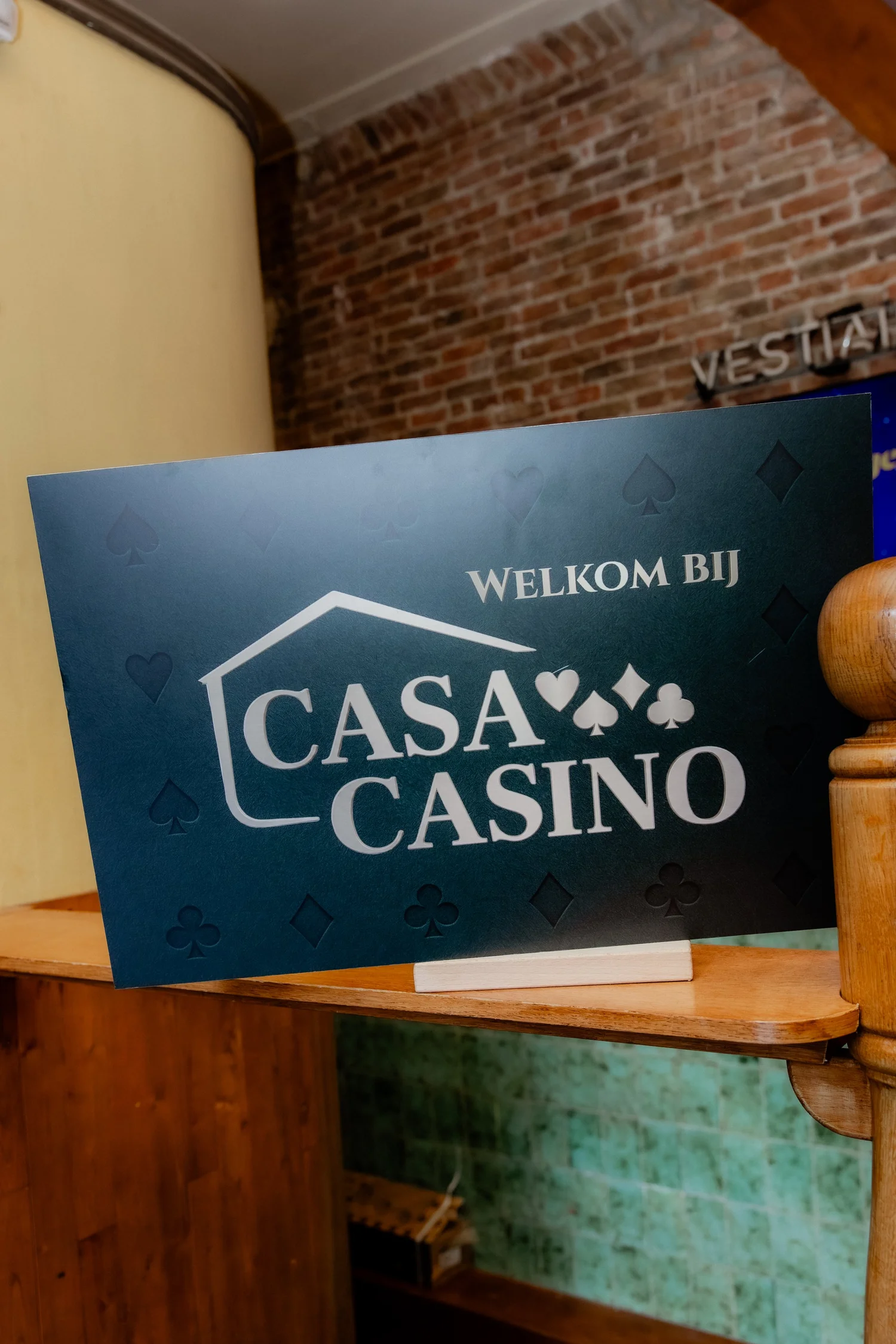 Welkomstbord van CasaCasino bij binnenkomst