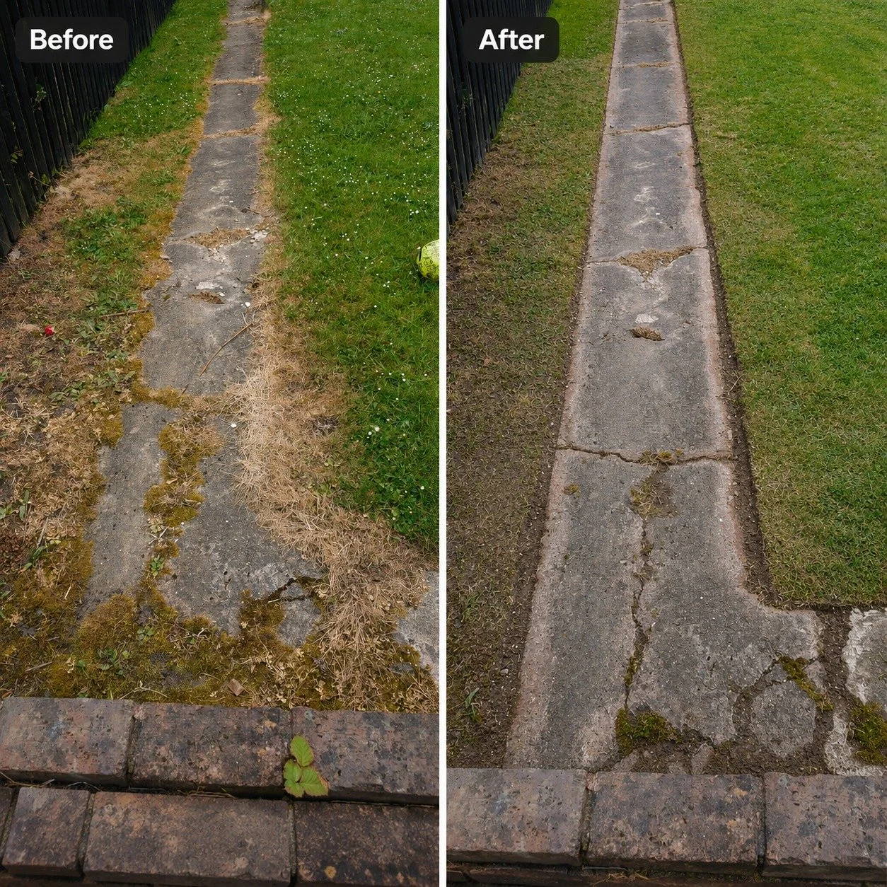 pavement re-allign cleaning up garden