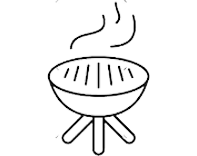 Barbecue grill with smoke rising from it