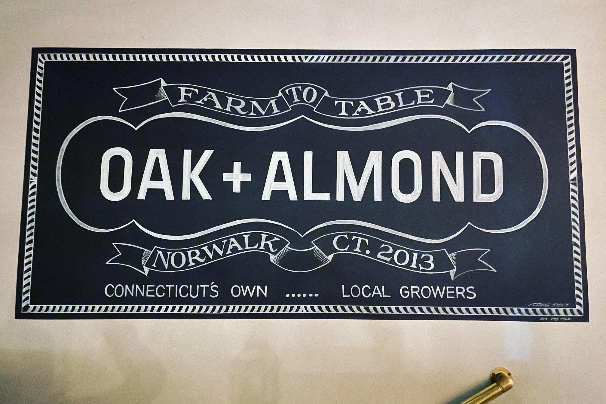 OAK + ALMOND     Norwalk, CT      Hand lettered

