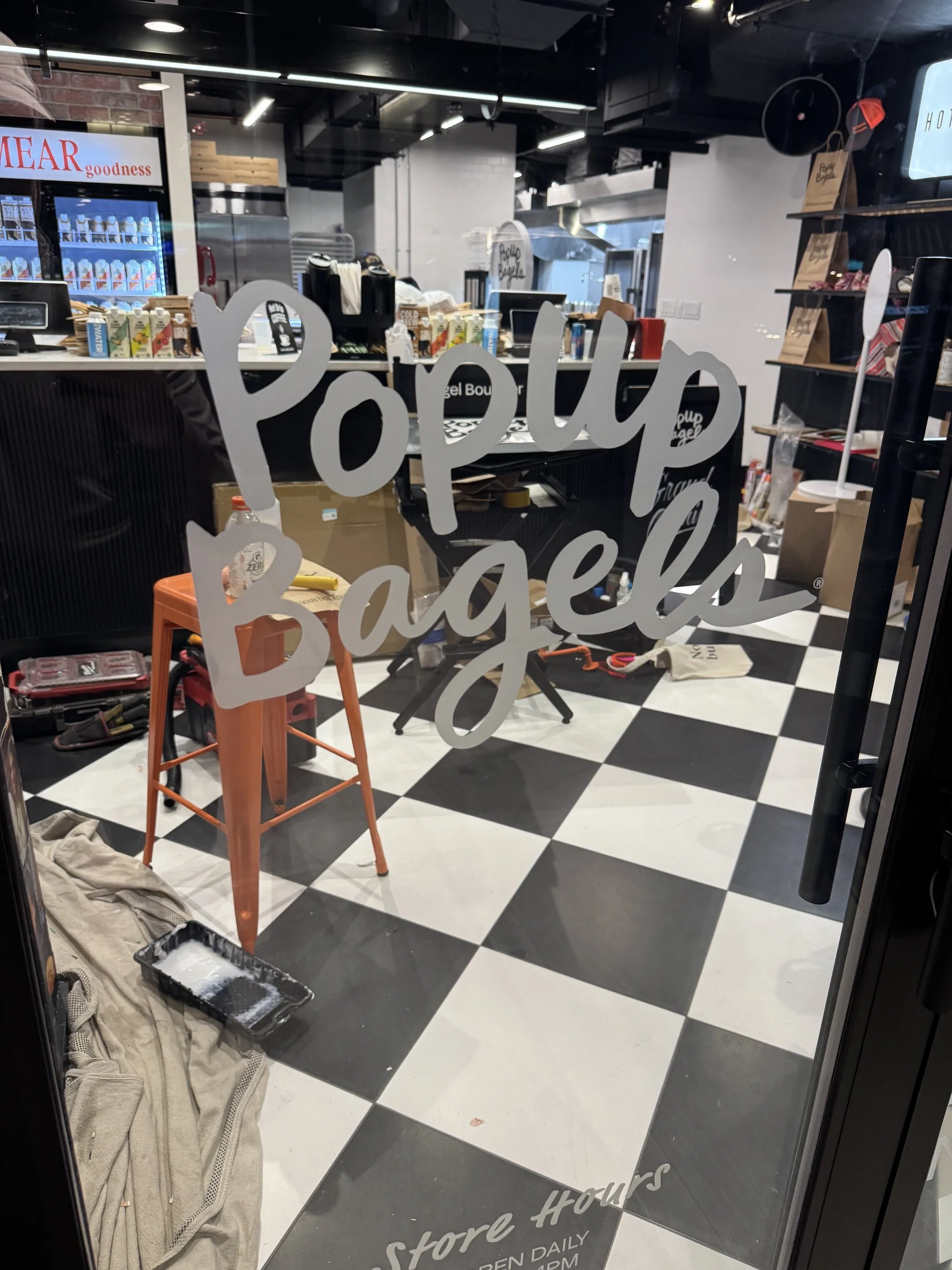 Pop Up Bagels NYC   Window Graphics
