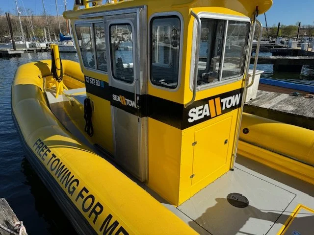 Wide Black band with reflective Sea Tow graphics 