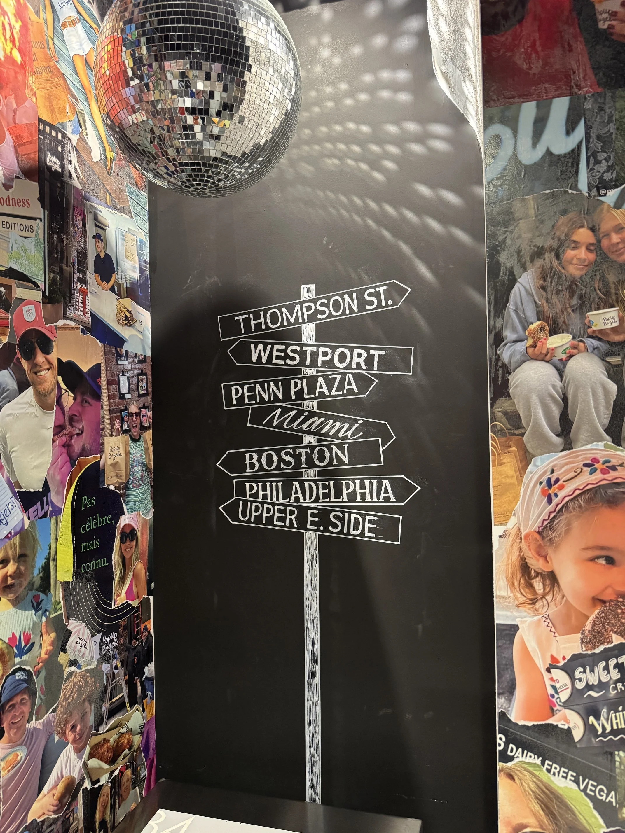 Pop Bagels NYC  Hand lettered wall 
