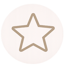 Outline of a star shape in beige color on a white circular background.