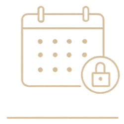 Calendar icon with a lock symbol.