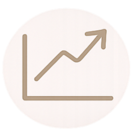 Line graph showing upward trend with an arrow pointing to the top right.