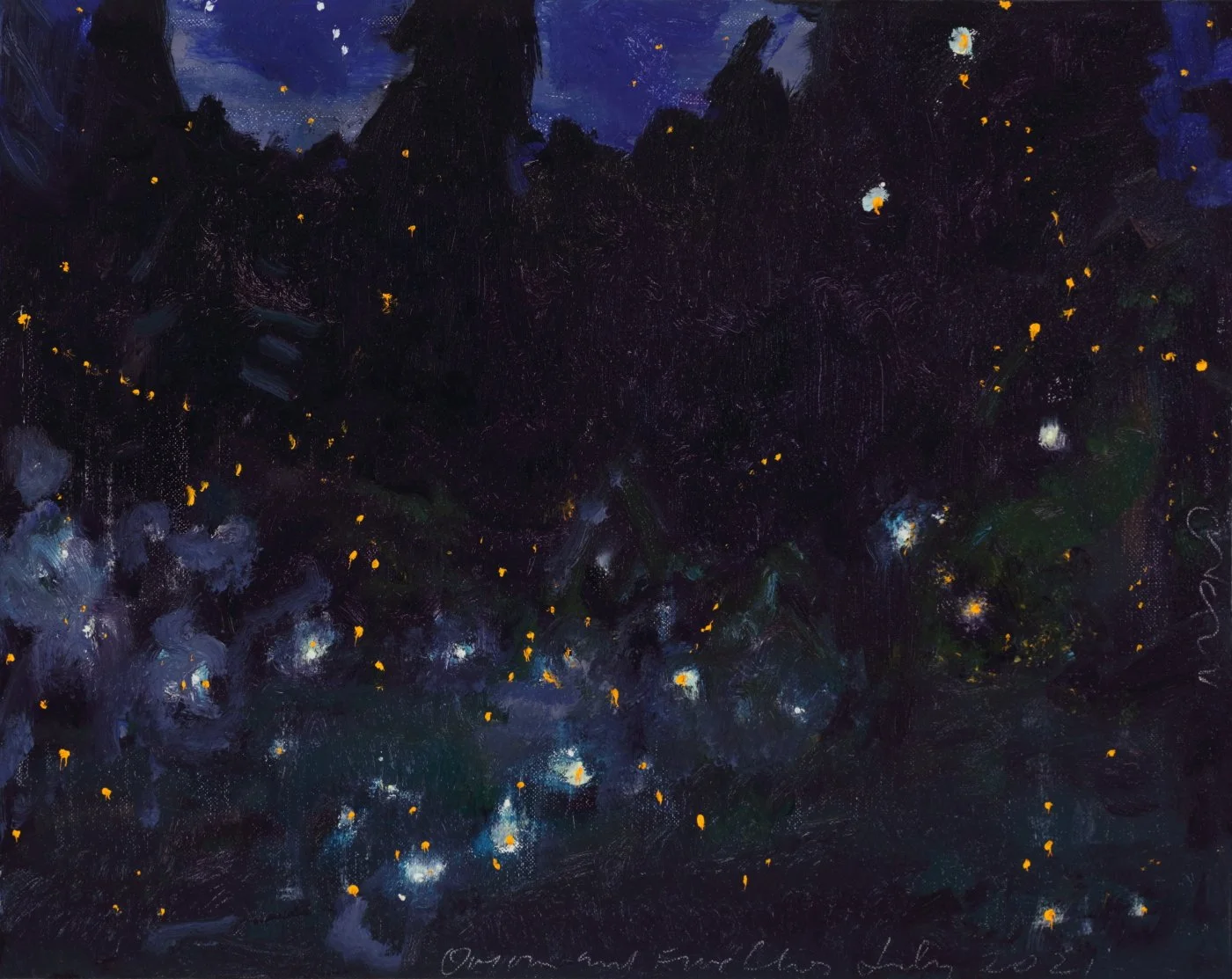 A painting depicting a night sky filled with stars, dark clouds, and a hint of the moon, inspired by Vincent van Gogh's style.