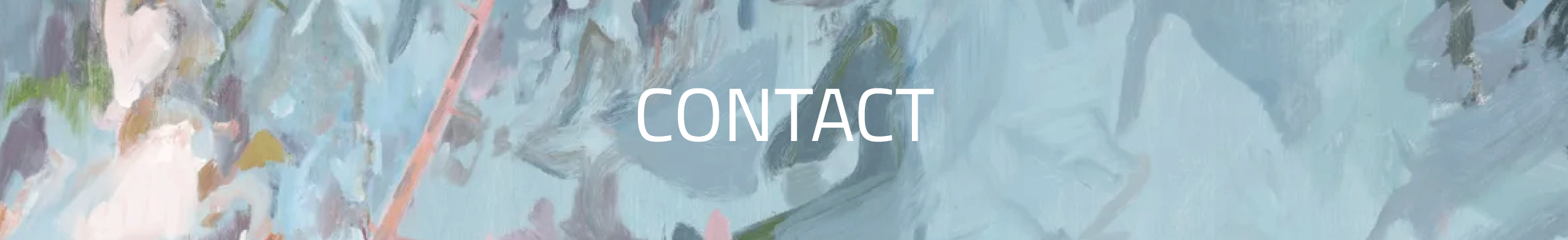 A contact page header with a blurred, abstract pastel background and the word 'CONTACT' centered.