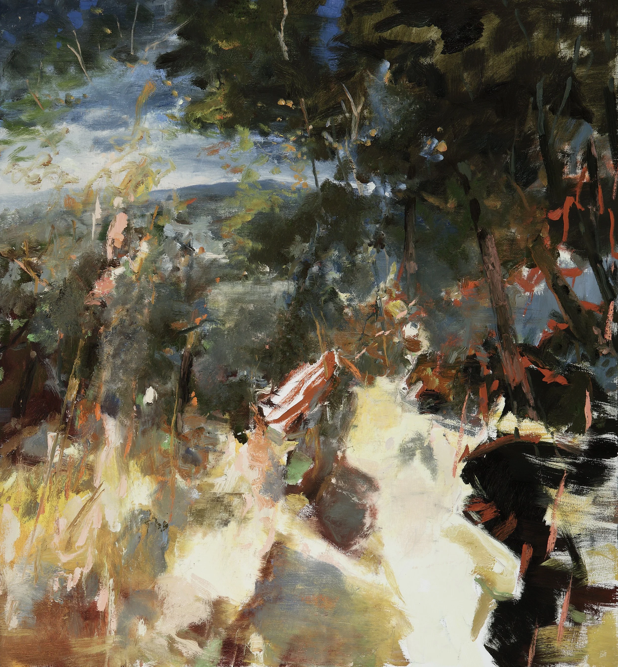 "Hike," oil on canvas, 52 x 48 inches