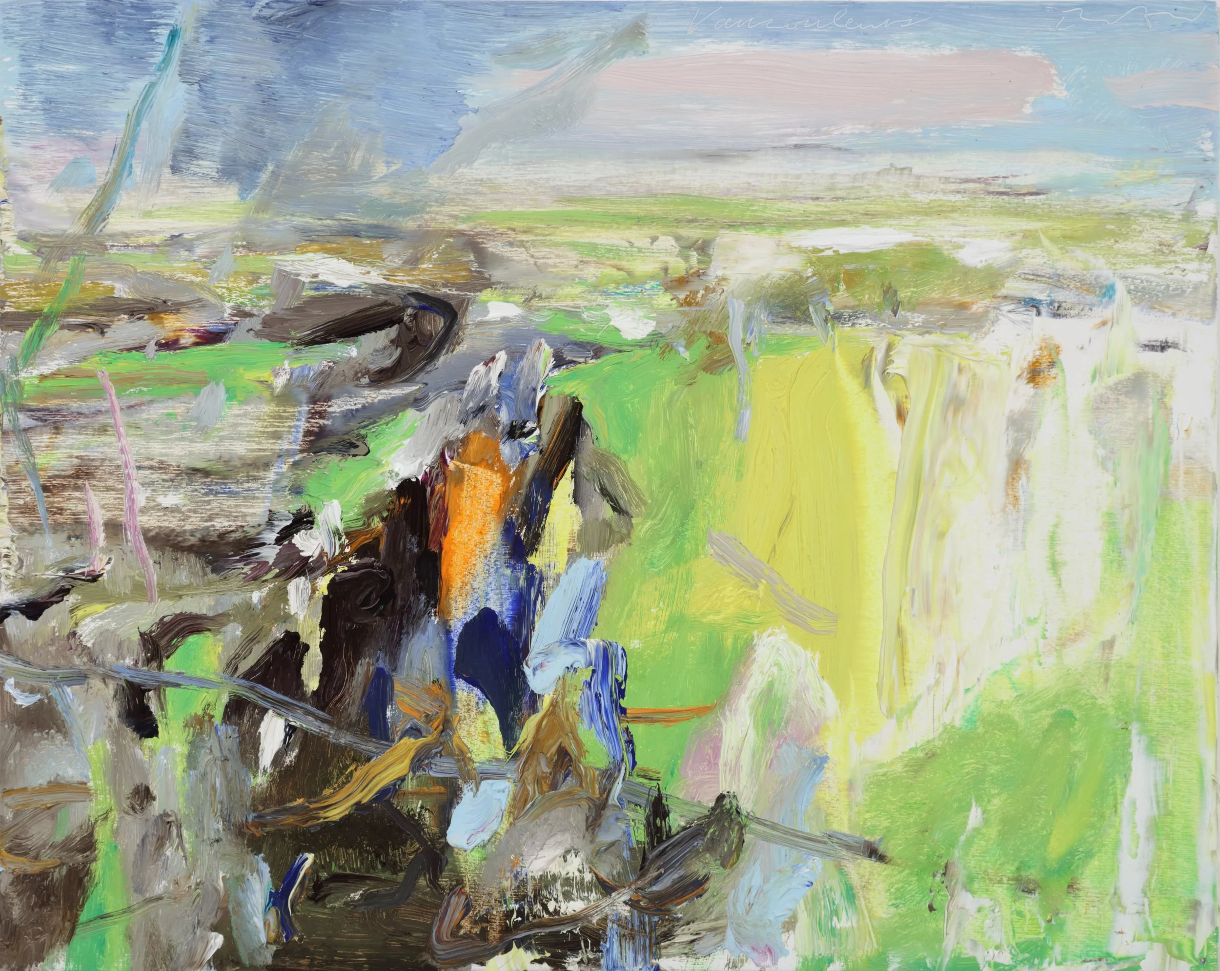 "Vaucouleurs 31 August 44," 2014, oil on wood panel, 16 x 20 inches
