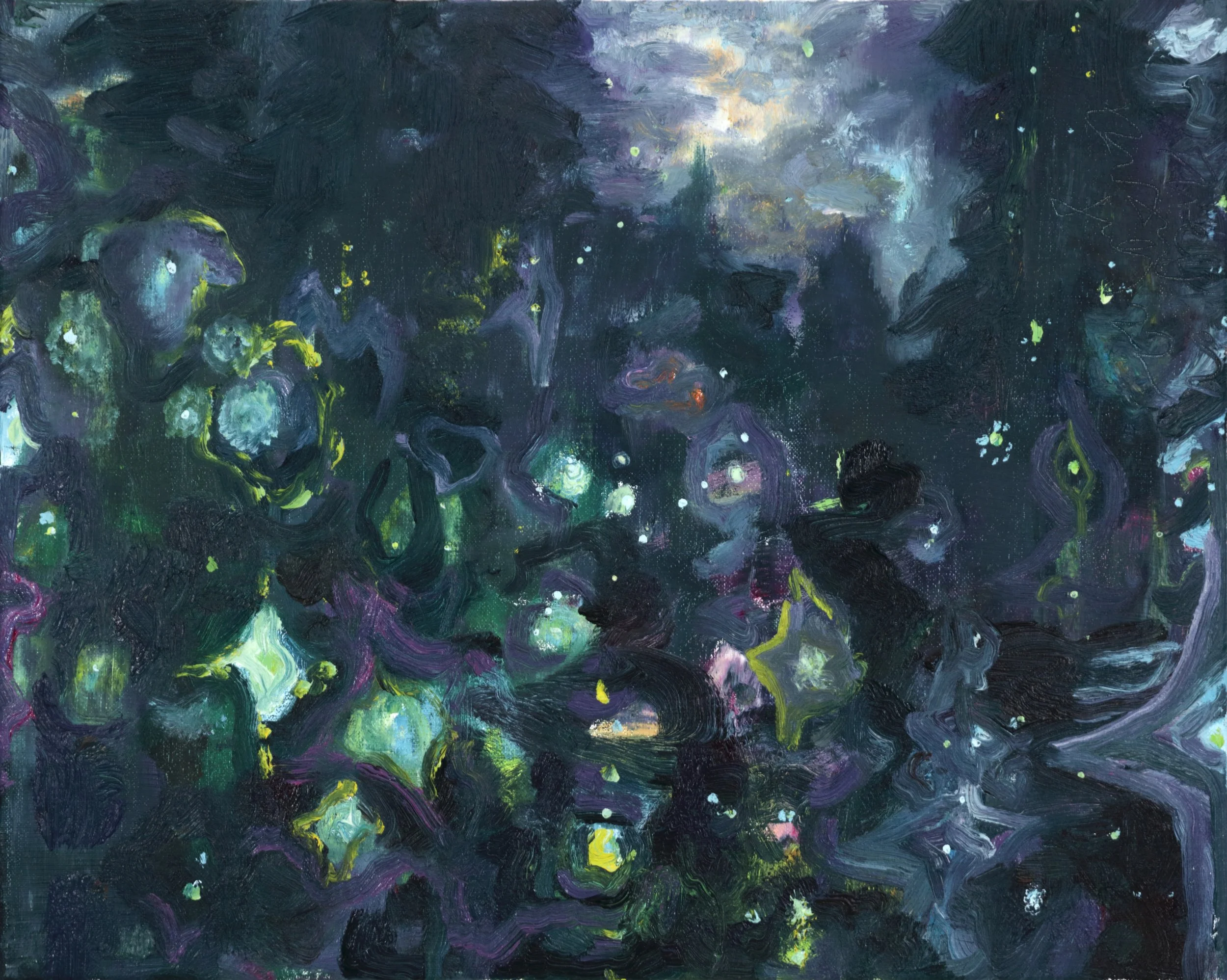 "Summer Night, Fireflies, Mists, and Vapors III," 2023, 16 x 20 inches