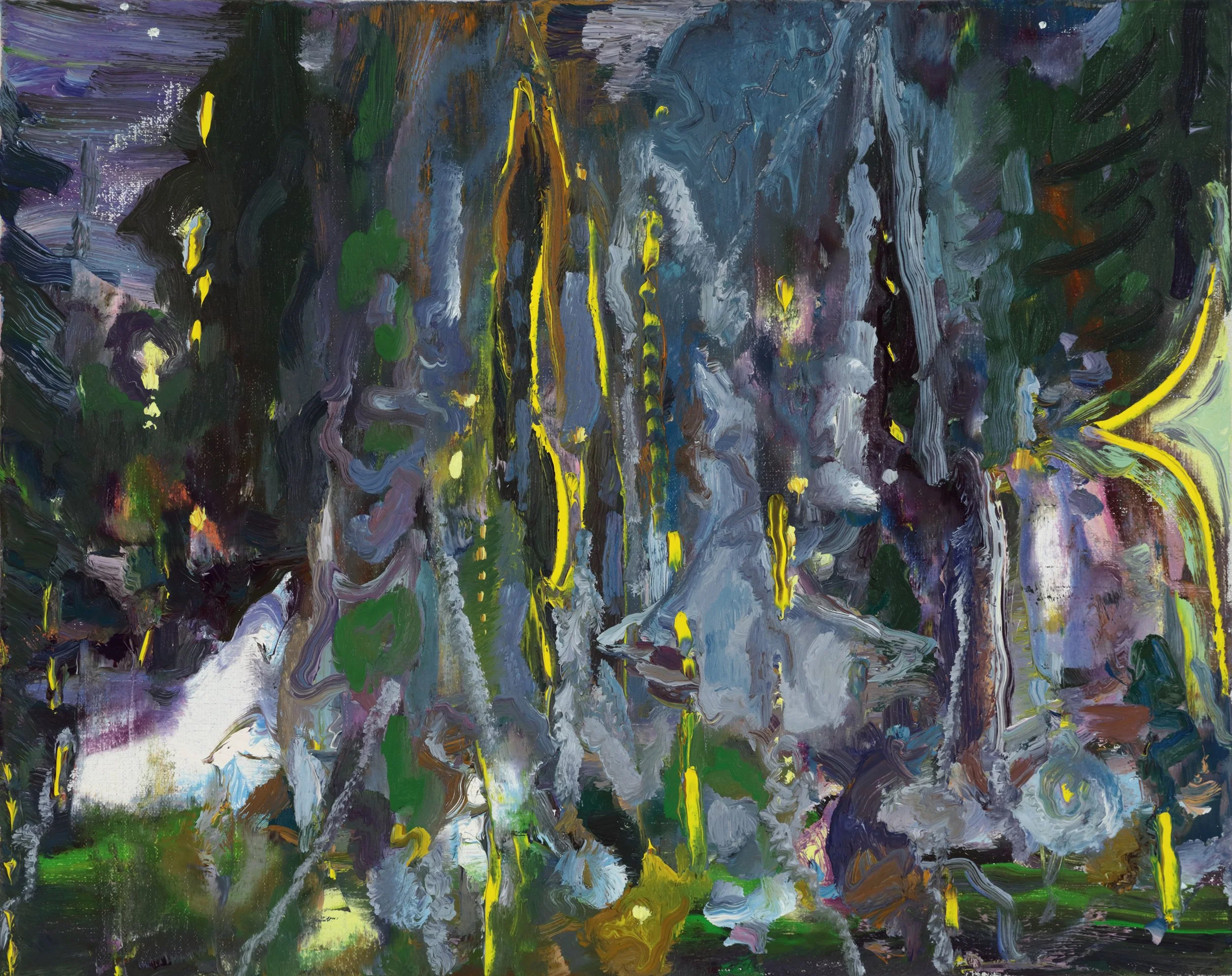 "Wild Summer Night, Lights, Mists, Vapors, and Fireflies," 16 x 20 inches