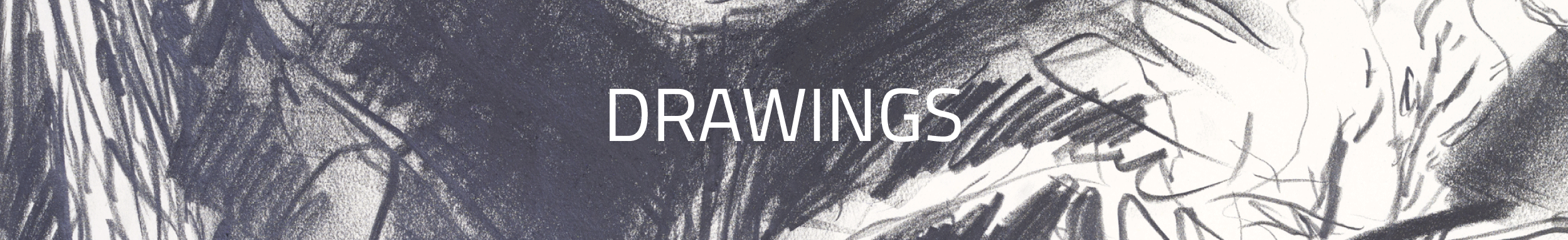 Close-up of a sketch or drawing with dark shaded areas and rough lines, with the word 'DRAWINGS' overlaid in white text.