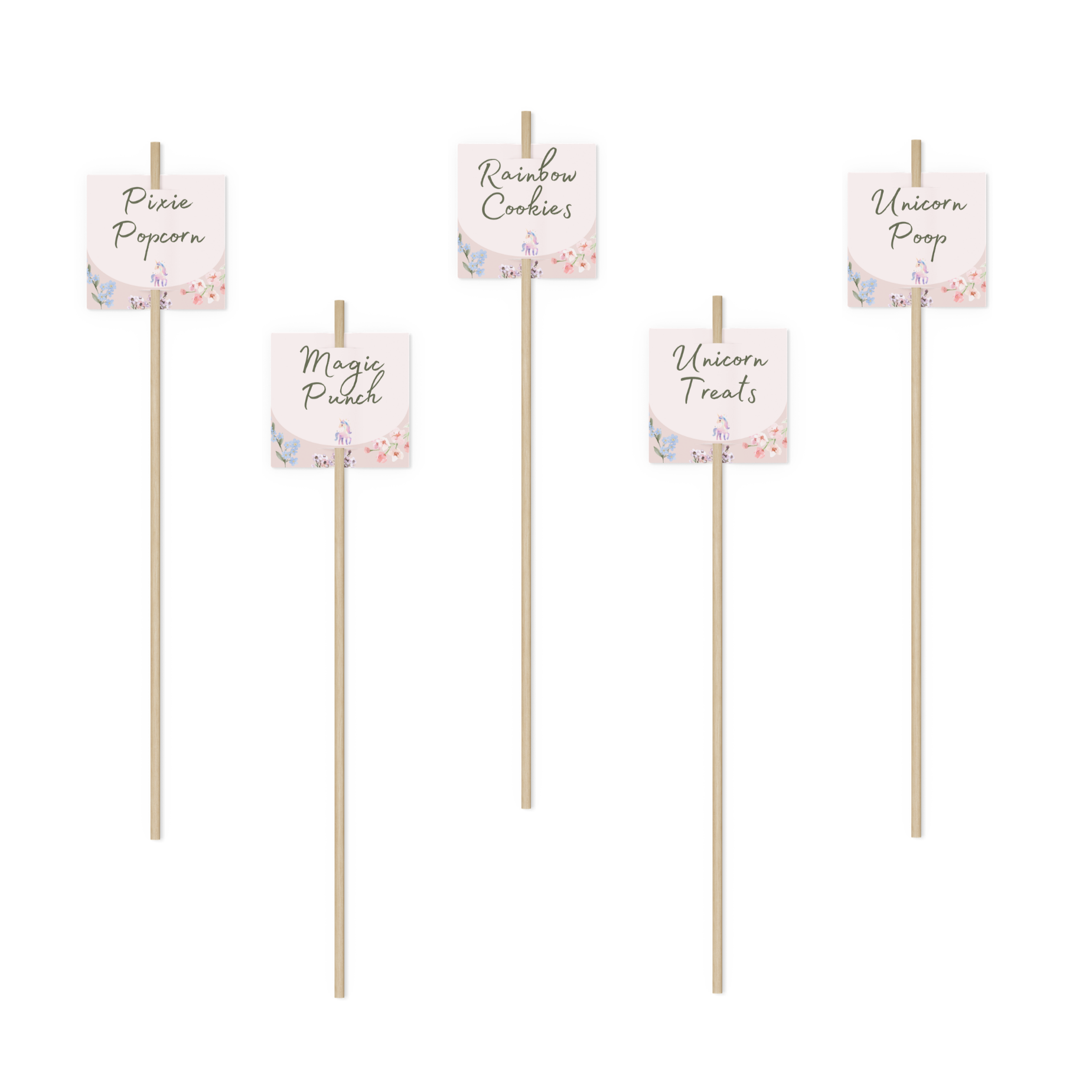 Unicorn Garden Birthday Party Food Labels