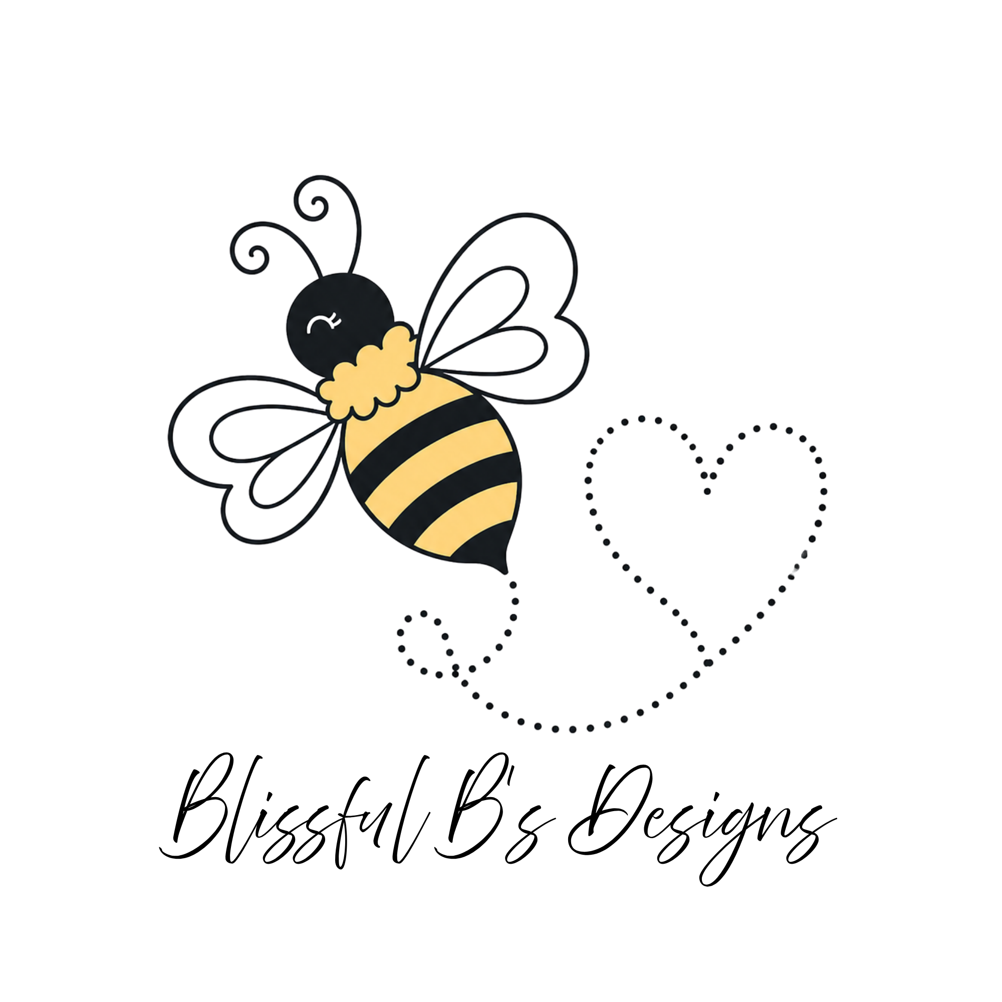 Cute cartoon bee with yellow and black stripes, transparent wings, and a cheerful expression.